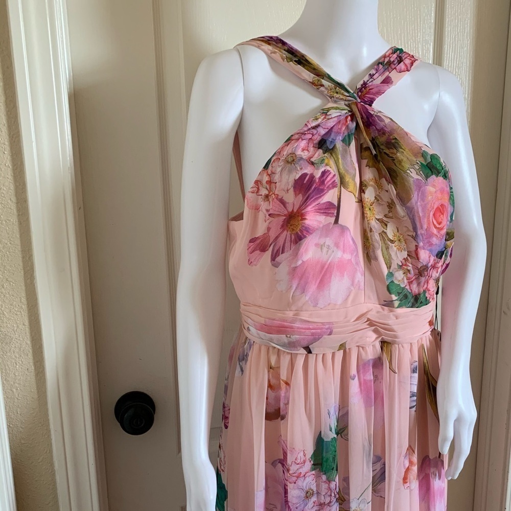 Adrianna Papell Floral Printed Chiffon Gown - Picture 9 of 16